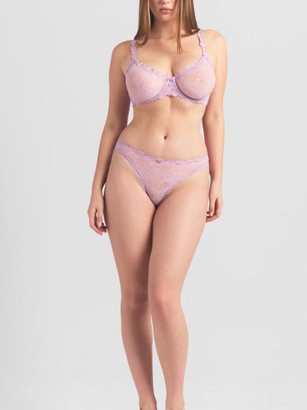 NEW SKIMS Stretch Lace Unlined Demi Bra Baby Pink 36D NWT